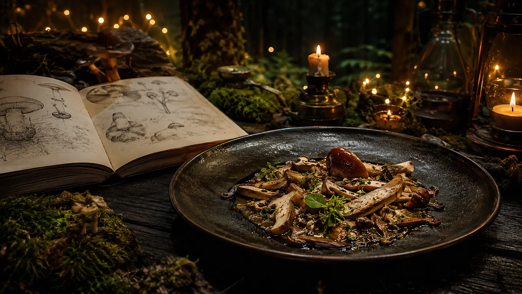 Champignons de Paris dorés, beurre noisette et thym